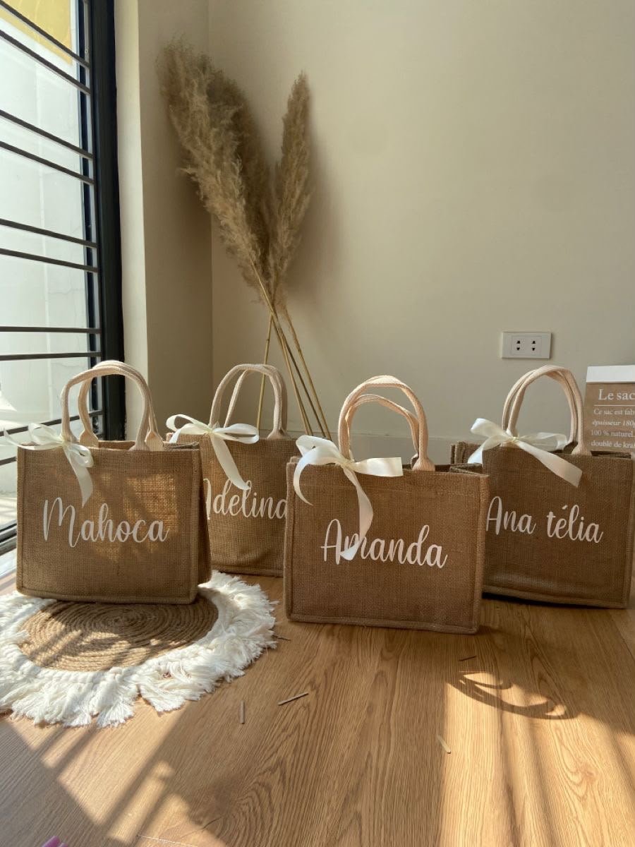 Jute bags with custom printed names