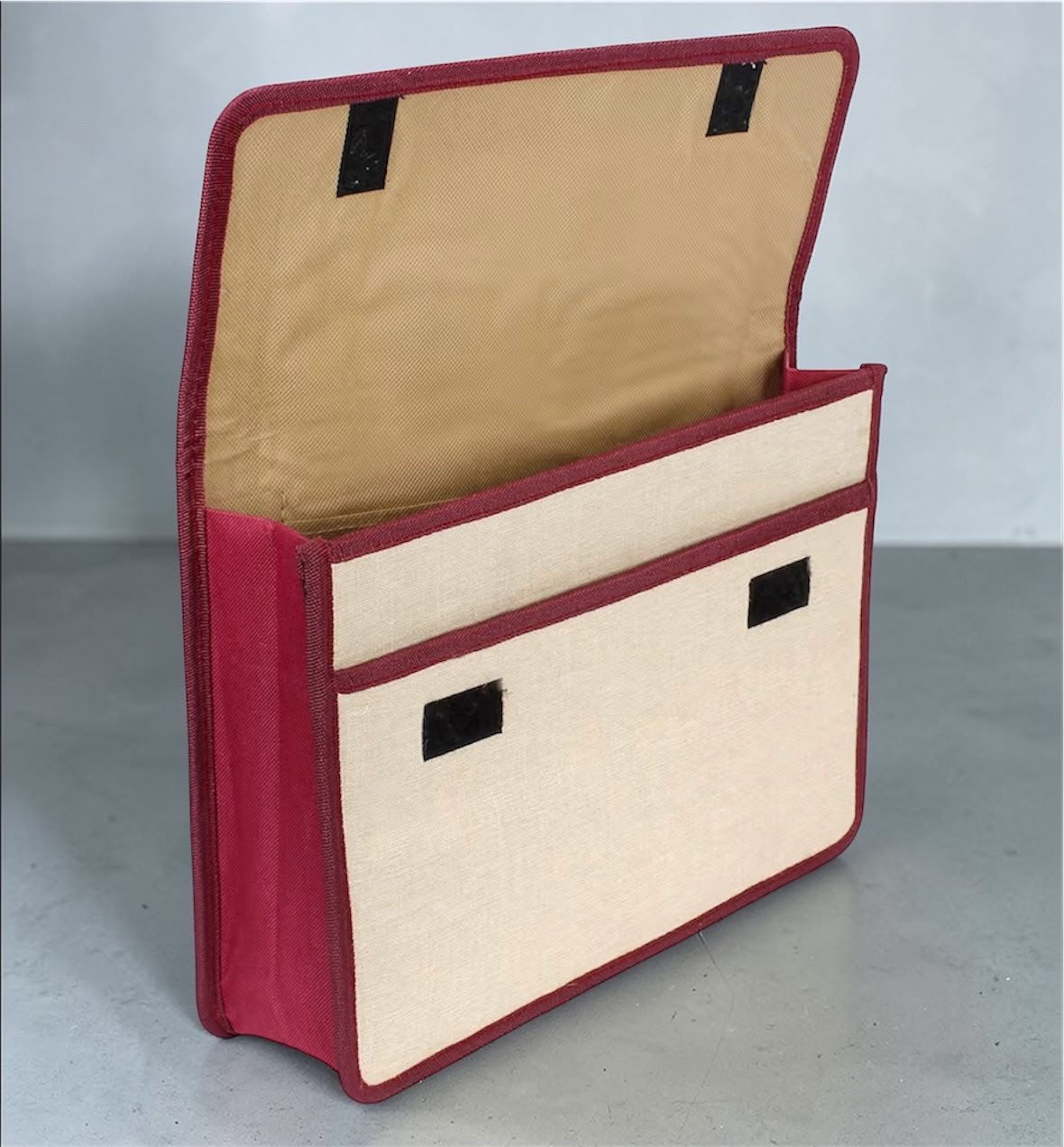 Jute conference bag open front pocket